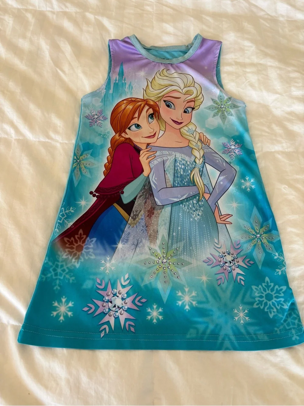 Disney Frozen Anna Elsa Girls 4T Sleeveless Pajamas Sleep Gown Dress